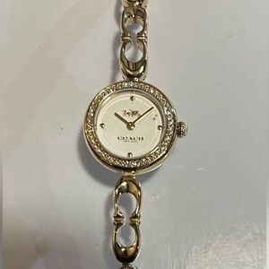 COACH GRACIE WITH 23MM WHITE FACE & COACH SIGNATURE GOLDEN BANGLE BRACELET